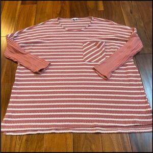 Culture Code Women’s White & Mauve Pink Striped Long Sleeve Top Size Large